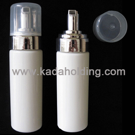 200ml white PET foaming bottle with 42mm plated foam pump