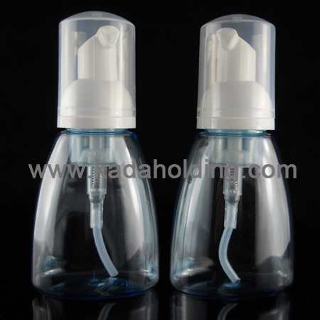 100ml clear PET foaming bottle with 30mm plastic foam pump and clear cap