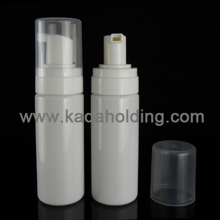 50ml cylinder white PET cosmetic foamer bottle with 30mm foam pump with overcap